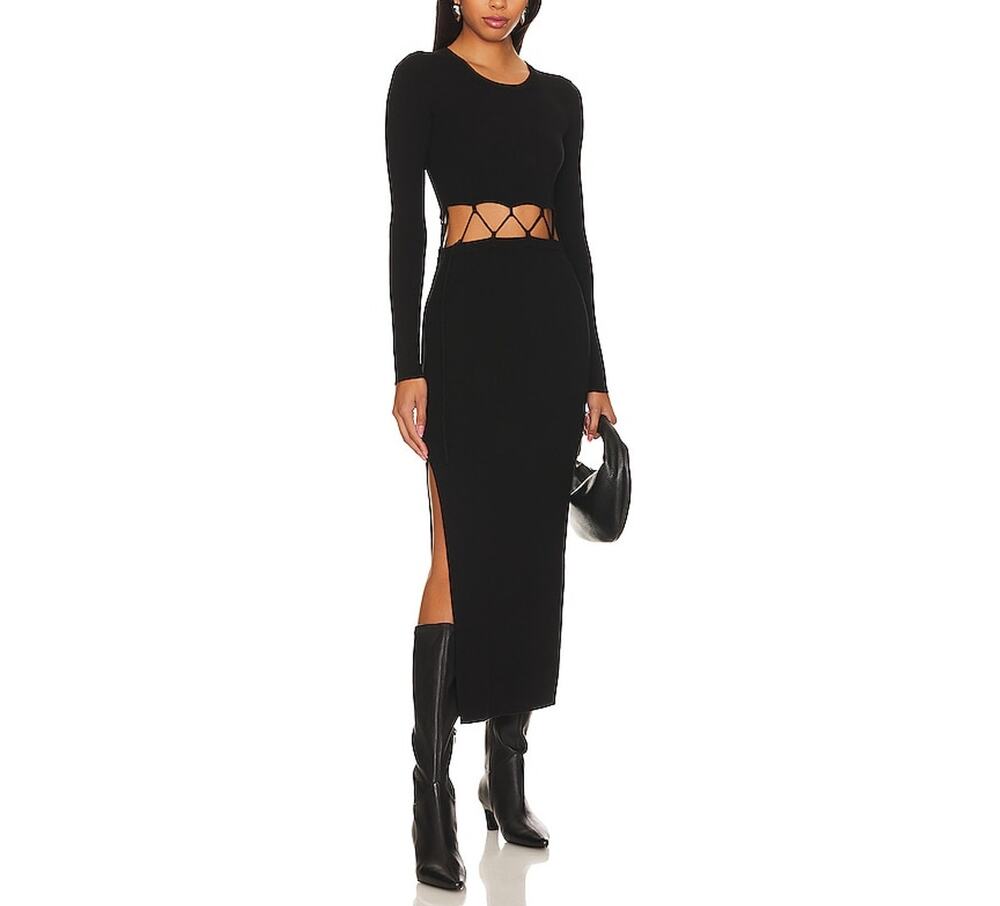 The Range Knit Black Laced Crew Size XS Dress